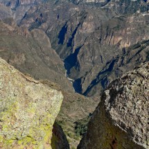The bottom of the Copper Canyon seen from the viewpoint Mirador Barrancas del Cobre which is also accessible via the funicular